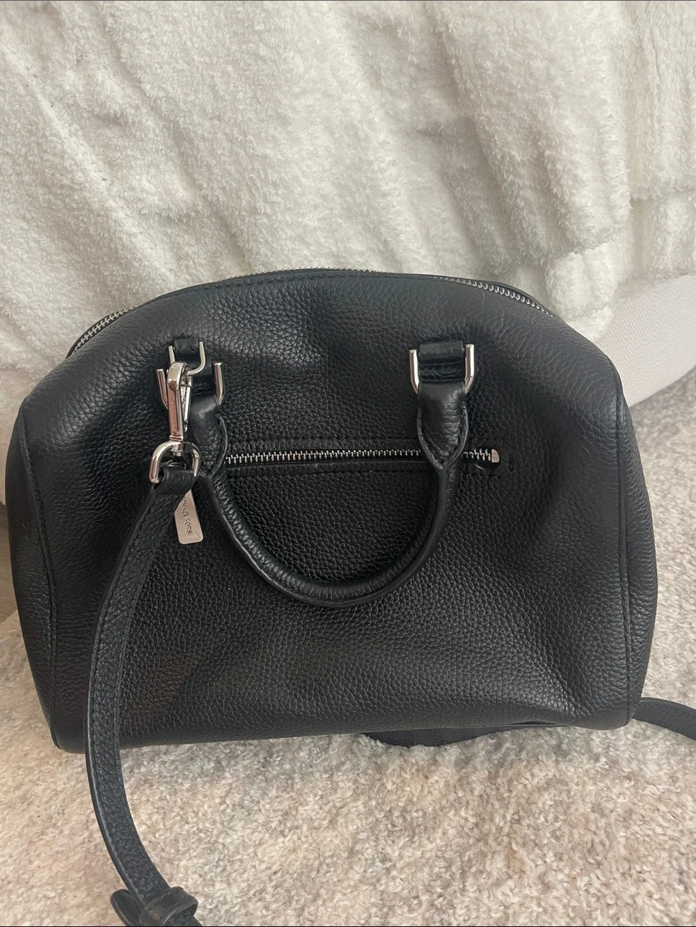 Michael Kors Black Pebbled Leather Crossbody Satchel